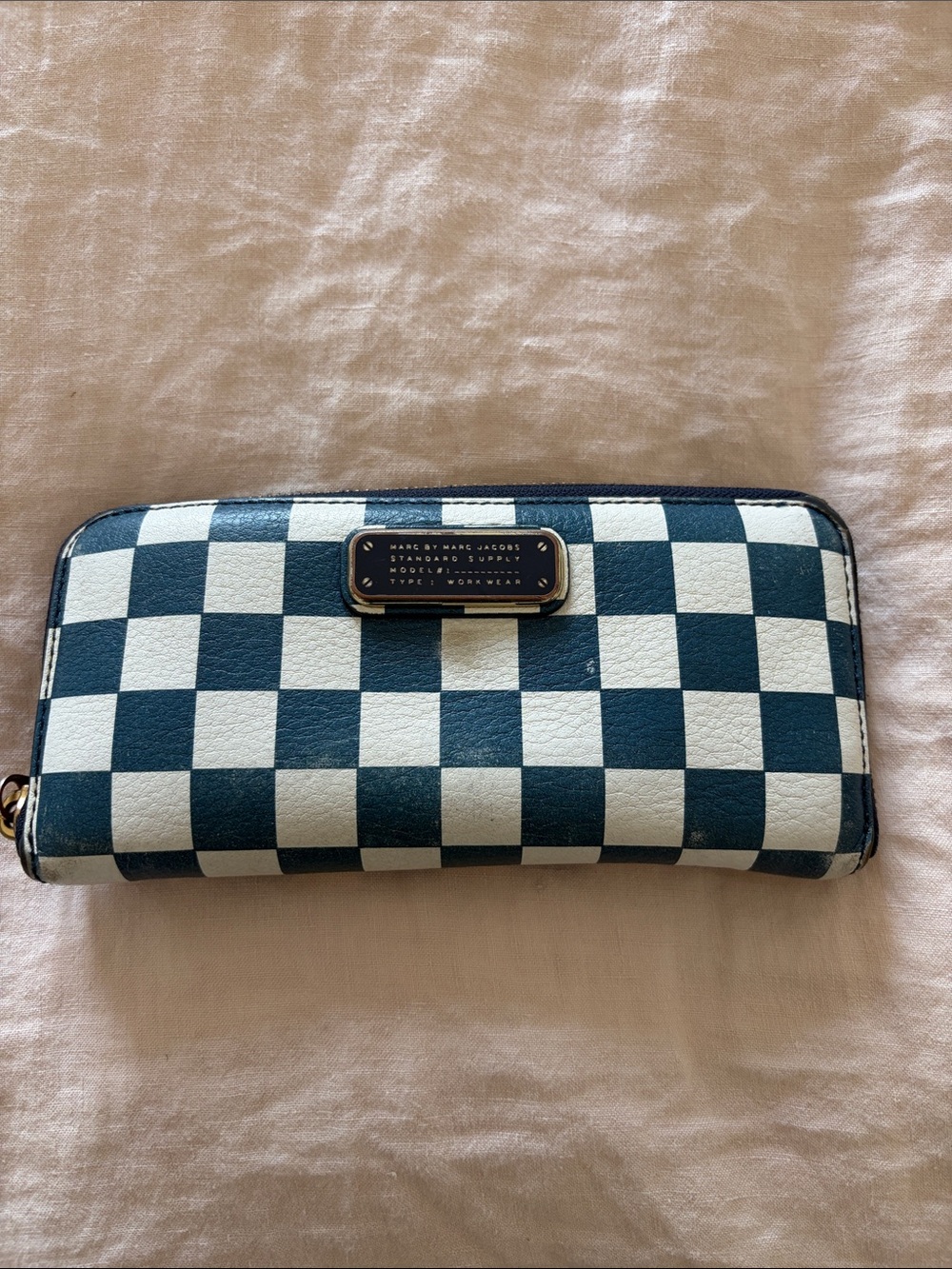 Vintage Marc by Marc Jacobs Black and White Checkerboard Zip-Around Wallet